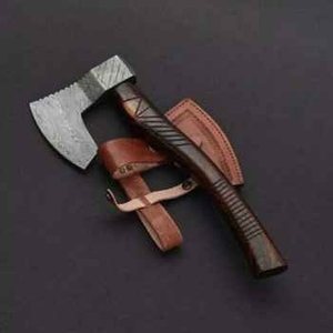 ขวานตีไม้แบบแบน ZA DAMASCUS MAKERS ใบมีดเหล็กกล้าคาร์บอน ด้ามไม้ 5 คมตัด สำหรับตัดต้นไม้และงานไม้ - Product Image 3