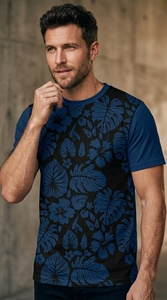 Men Performance Floral Pattern <b>T</b> <b>Shirt</b> Breathable Short Sleeve Training Gym Wea - Product Image 4