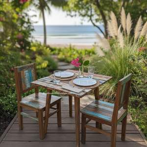 Table carrée artisanale avec espace de rangement et structure démontable en bois de bateau recyclé couleur naturelle pour mobilier d'extérieur, maison et jardin - Product Image 6