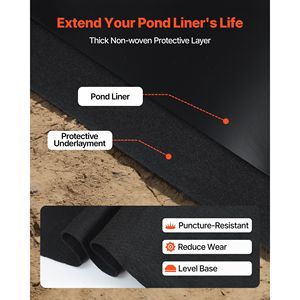 Revestimiento de caucho EPDM de 45 mil para estanques de peces Koi, fácil de cortar, 15 x 20 pies, duradero, a prueba de fugas, con combo de revestimiento de arcilla geosintética para base. - Product Image 3