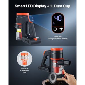Cordless 40KPA Max ventosa aspirapolvere schermo a LED leggero palmare per casa tappeto peli di animali domestici - Product Image 5