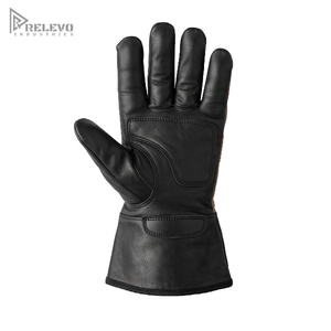 Custom Canvas & Grain <b>Leather</b> Motorcycle Gloves Extended Gauntlet Safety <b>Cuff</b> Shirred Elastic <b>Wrist</b> <b>Leather</b> Knuckle Gloves - Product Image 3