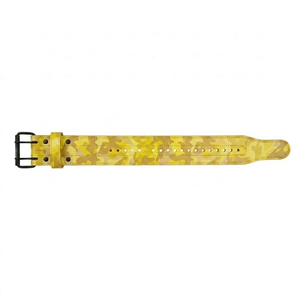 Cinturón de levantamiento de pesas de cuero de vaca con camuflaje amarillo, cinturones de soporte lumbar ajustables con hebilla de garra para fitness y entrenamiento de fuerza - Product Image 6