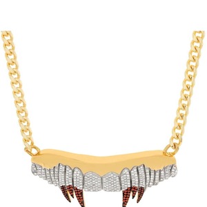 Suministro Directo de Fábrica, Elegante y Moderno Colgante de Moissanita con Forma de Colmillo de Vampiro, Completamente Cubierto de Diamantes de Imitación, Chapado en Rodio, Plata 925, Unisex - Product Image 1