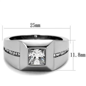TK1916 High Polished Stainless Steel <b>Ring</b> with AAA Grade Clear CZ Dishes & <b>Plates</b> - Product Image 2