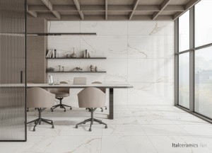 กระเบื้องพอร์เซลีน Calacatta Aureo พรีเมียม |   ความงามของหินอ่อนสีขาวทองที่งดงาม |   กระเบื้องปูพื้นภายในบ้านหรูหรา ขนาด 600x1200 - Product Image 2