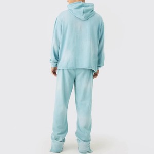 Ensemble sweat-shirt à capuche et pantalon de jogging pour homme, couleur unie, tricoté, 100% coton molletonné, tenue décontractée d'automne, taille à cordon de serrage - Product Image 2