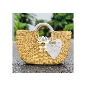 Bolsa Tejida de Jacinto de Agua Sostenible, Ecológica, Ligera, de Fibra Vegetal, para la Playa, Compras, Almacenamiento, Segura y Duradera - Product Image 1