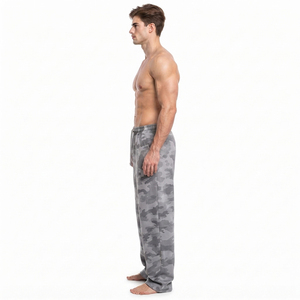 Pantalon de survêtement ample pour homme imprimé camouflage, en molleton épais automne-hiver, avec poches latérales en tissu éponge français - Product Image 3