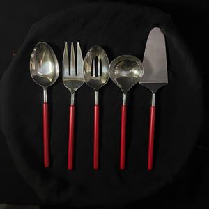 Set of 6 Serving Sets <b>Red</b> Powder Coated Wedding Serveware Kitchen Household 304 Stainless Steel Food Safe Server Set Restaurant - Product Image 2