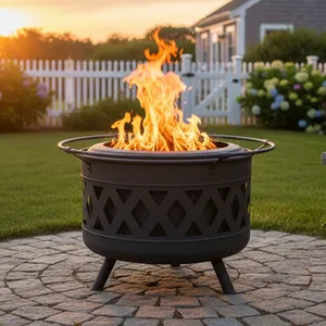 High End Luxury Stainless Steel <b>Fire</b> <b>Pit</b> <b>BBQ</b> for Backyard Outdoor Use <b>with</b> Wood Burning Heating - Product Image 1