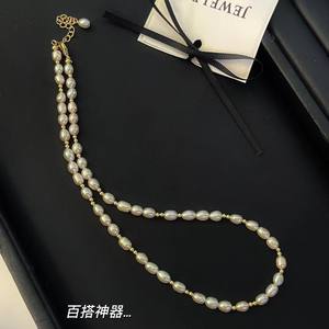Popular Luxury Freshwater Pearl Necklace Double Sided 4-5mm <b>Love</b> Chain Daily Accessory <b>Ornament</b> Neckland Collection - Product Image 5