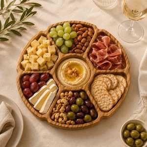 Bandeja Ovalada de Madera con 1 Compartimento, Diseño Clásico, de Una Sola Capa, Acabado Pulido, Apta para Lavavajillas, para Uso en la Cocina, para Servir Alimentos - Product Image 2