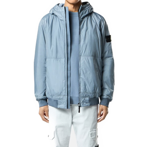 Veste de survêtement homme sur mesure en tissu froissé, col montant, fermeture éclair frontale, légère, décontractée, avec impression de logo, service OEM - Product Image 1