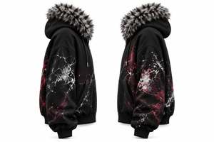 Men's <b>Galaxy</b> Print Zip Up <b>Hoodie</b> Winter Faux Fur Lined Hooded Sweatshirt - Product Image 2