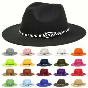 Sombreros Fedora al por Mayor, Estilo Nuevo de Invierno, Sombrero Elegante de Color Sólido con Ala Ancha, Sombrero Panamá - Product Image 1