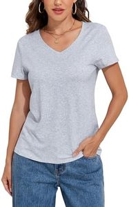Elegant ladies knitted cotton tee shirt v neck short sleeve breathable fabric anti bacterial finish soft touch material perfect - Product Image 3