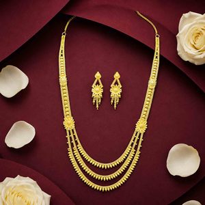 Wholesale 14K18K24K Micron Gold Plated Rani Haar Set 3-Layer Mesh Chain Necklaces with <b>Floral</b> Panels Traditional Bridal Jewelry - Product Image 3