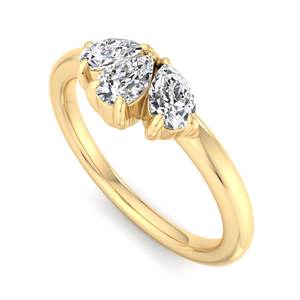 Anillo de lujo de oro rosa con tres diamantes talla pera, banda minimalista en forma de abanico, joyería de moda, regalo para mujer - Product Image 3