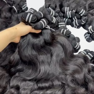 100% Human Hair Weaving <b>Extensions</b> Remy Double Weft Bundles Soft Thick Natural Hair for Salon & Wholesale - Product Image 1