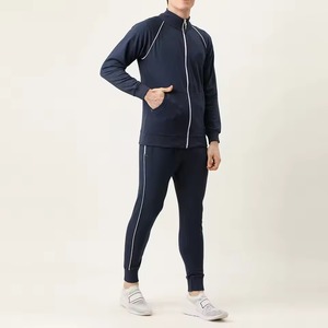 Custom Logo Men's High Quality Zipper Lightweight Breathable Anti-Bacterial Quick Dry Polyester/Cotton Sports <b>Track</b> <b>Suits</b> - Product Image 4