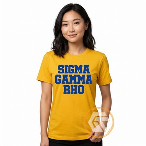 เสื้อยืดลำลองสำหรับสตรี GREEK TREASURES Sigma Gamma Rho ผลิตจากผ้าฝ้ายเจอร์ซีย์ 100% ระบายอากาศได้ดี เหมาะสำหรับฤดูร้อน คอกลม แขนสั้น ขายส่ง - Product Image 1