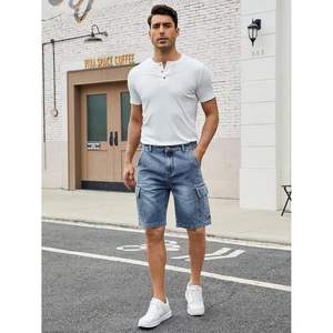 2025 <b>Men's</b> High Waist Vintage Style Denim Cargo <b>Shorts</b> Loose Fit Multi-Pockets Embroidered Animal Print Patterns Light - Product Image 6