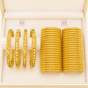 MOLL JEWELLERS Geometric Lattice 24K Gold Plated Women's Classic Bangles A-43014 Wedding Trendy Gift Jewelry A-43014 - Product Image 4