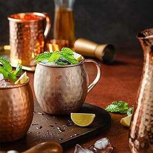 Coffret Cadeau Moscow Mule en Cuivre avec Quatre Mugs Martelés, Pailles, Verre à Shot et Brosse de Nettoyage – Collection Premium d'Articles de Bar - Product Image 5