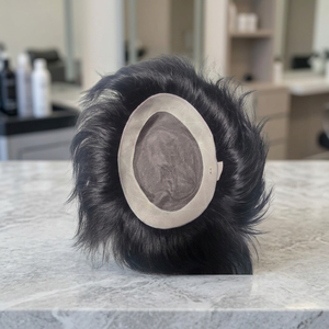 Taz <b>Men</b> Indian Remy Human <b>Hair</b> Toupee Natural Wave Pre-Looped Monofilament Waterproof Eco-Friendly Soft Lightweight Wig Cap - Product Image 5