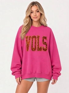 <b>Women</b>’s Oversized Casual Pullover <b>Sequin</b> Design Long Sleeve Crewneck Style Cozy Everyday Wear - Product Image 6