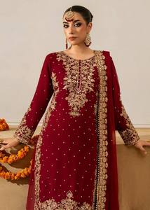 Nuevo Lanzamiento: Traje de Tres Piezas de Tela Chinon Resistente, Estilo Palazzo, para Fiestas y Bodas, Precio de Exportación al por Mayor - Product Image 3