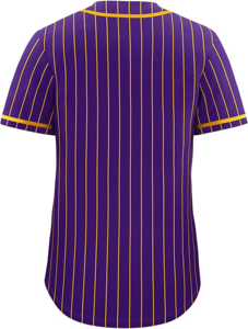 Maillots de baseball pour hommes avec doublure de couleur violette personnalisée, chemises en maille de qualité supérieure et col en V, boutons sur le devant - Product Image 2
