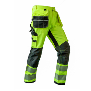 Customizable Logo Support Men's Hi Vis Polyester Safety <b>Work</b> <b>Pants</b> Casual High Visibility Reflective Trousers with <b>Cargo</b> Pockets - Product Image 1