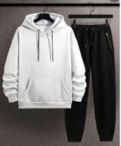 Conjunto Deportivo Elite Voltage de Dos Tonos – Sudadera con Capucha Gruesa en Amarillo Solar Premium y Pantalones Deportivos Ajustados en Negro Obsidiana - Product Image 3