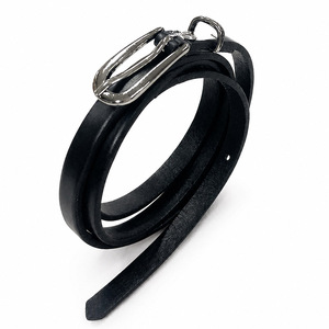 Ceinture pour femme en cuir véritable italien, largeur 10 mm, longueur 115 cm, boucle à ardillon, HN03, fabriquée en Corée - Product Image 2