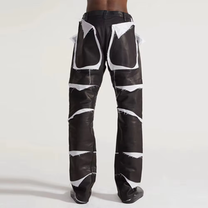 Pantalones de cuero personalizados de alta calidad para hombre, pantalones largos de cuero de cordero. - Product Image 6