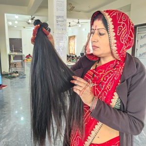 Extensions de cheveux humains indiens du Sud, 100% naturels, sans produits chimiques, Remy bruts, couleur noire soyeuse, double trame machine, lots de mèches - Product Image 1