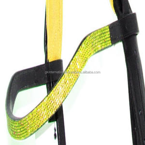 Productos de carreras ecuestres personalizados al por mayor, banda para la frente de caballo de cuero acolchada colorida con forma de onda y cristales pequeños brillantes - Product Image 6