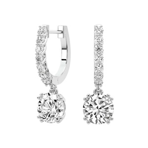 Clásicos y Elegantes Pendientes Colgantes de Oro Sólido de 14k/18k con Diamantes de Laboratorio de Moda con Engaste de Puntas Divididas, Calidad VS1, Joyería para Mujer - Product Image 2