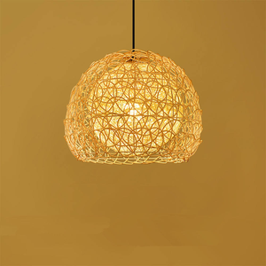 Luminaire suspendu en rotin pour cuisine, abat-jour en bambou, éclairage tissé à la main, décoration en bois, luminaire suspendu moderne pour plafond - Product Image 3