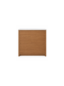 Meuble de salle de bain moderne en teck avec plan de travail blanc et lavabo intégré, design minimaliste pour hôtel et villa - Product Image 6