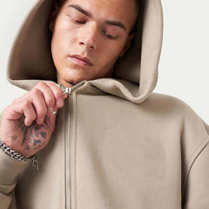 Sudadera con Capucha y Cremallera para Hombre, Talla Grande, Color Sólido, Informal, de Felpa, Algodón, Estilo Otoñal, Corte Regular - Product Image 5
