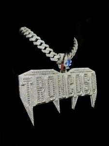 Pendentif Lettre Personnalisé Hip Hop Plaqué Or 18K avec Moissanite, Breloque Nom, Clarté VVS, Collier Rond Brillant pour Hommes et Femmes - Product Image 2