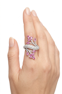 Pink <b>Sapphire</b> and Diamond Ring in 92.5 Sterling Silver KLSR-11669 - Product Image 5