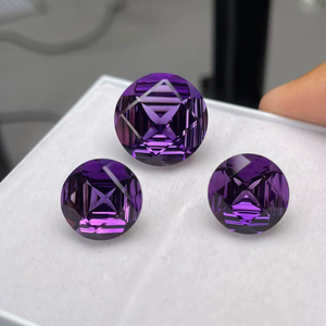 Loupe d'améthyste naturelle, taille ronde, ensemble de 3 pièces, qualité AAA, avec un lustre superbe, coupe et polissage parfaits, à prix avantageux. - Product Image 3