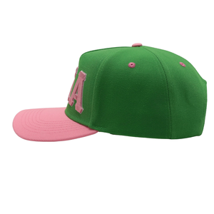 Casquette Snapback AKA Green Letters à visière rose, brodée, en coton réglable, style décontracté et streetwear - Product Image 2