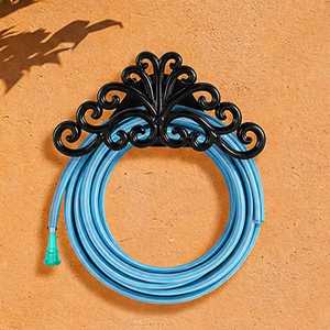 Iron Garden <b>Hose</b> Holder <b>Wall</b> <b>Mount</b> Rack Heavy Duty Outdoor Water Pipe Organizer Hanger Vintage Scroll Design <b>Hose</b> storage - Product Image 1