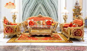 Conjunto de sofá de cuero moderno europeo, estilo de gran mansión pulido dorado para sala de estar, moderno y elegante - Product Image 5