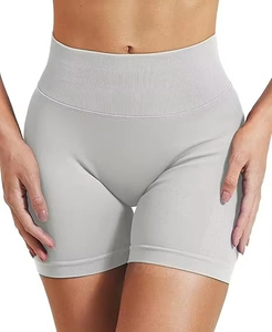 Shorts de Yoga de Cintura Alta para Mujer, Sin Costuras, Color Sólido, Cintura Elástica Acanalada, Spandex Modal 220g, para Fitness y Ejercicio, Marca Personalizable - Product Image 1